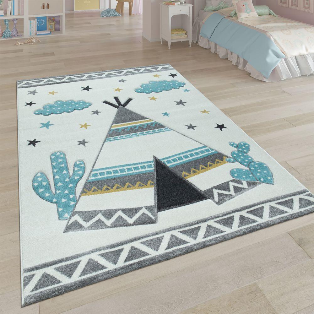 Kids Rug Modern Pastel Colors Teepee Tent in Desert 3D - RugYourHome