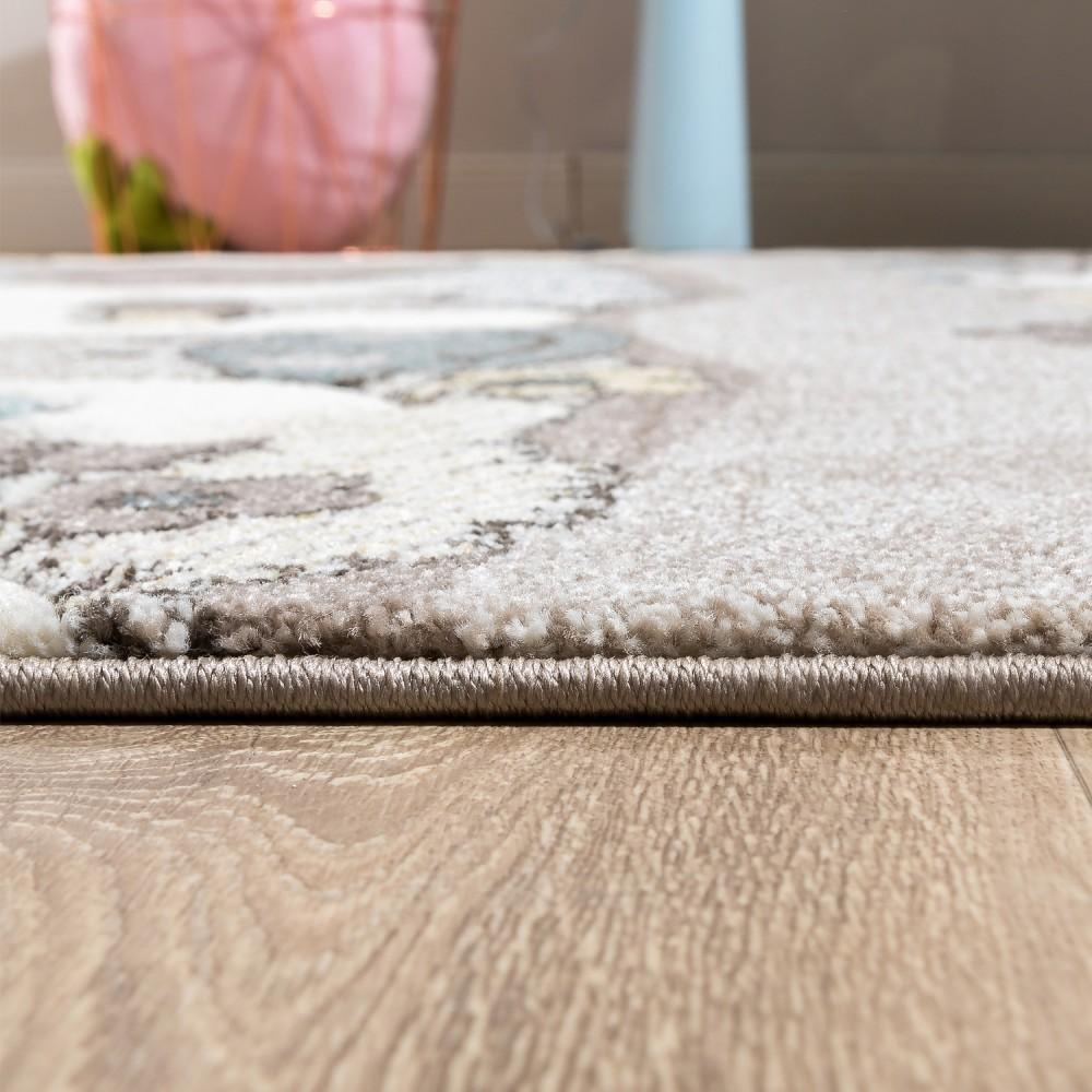 Kids Rug Nursery Contour Cut Farm Animals Beige Cream Pastel - RugYourHome