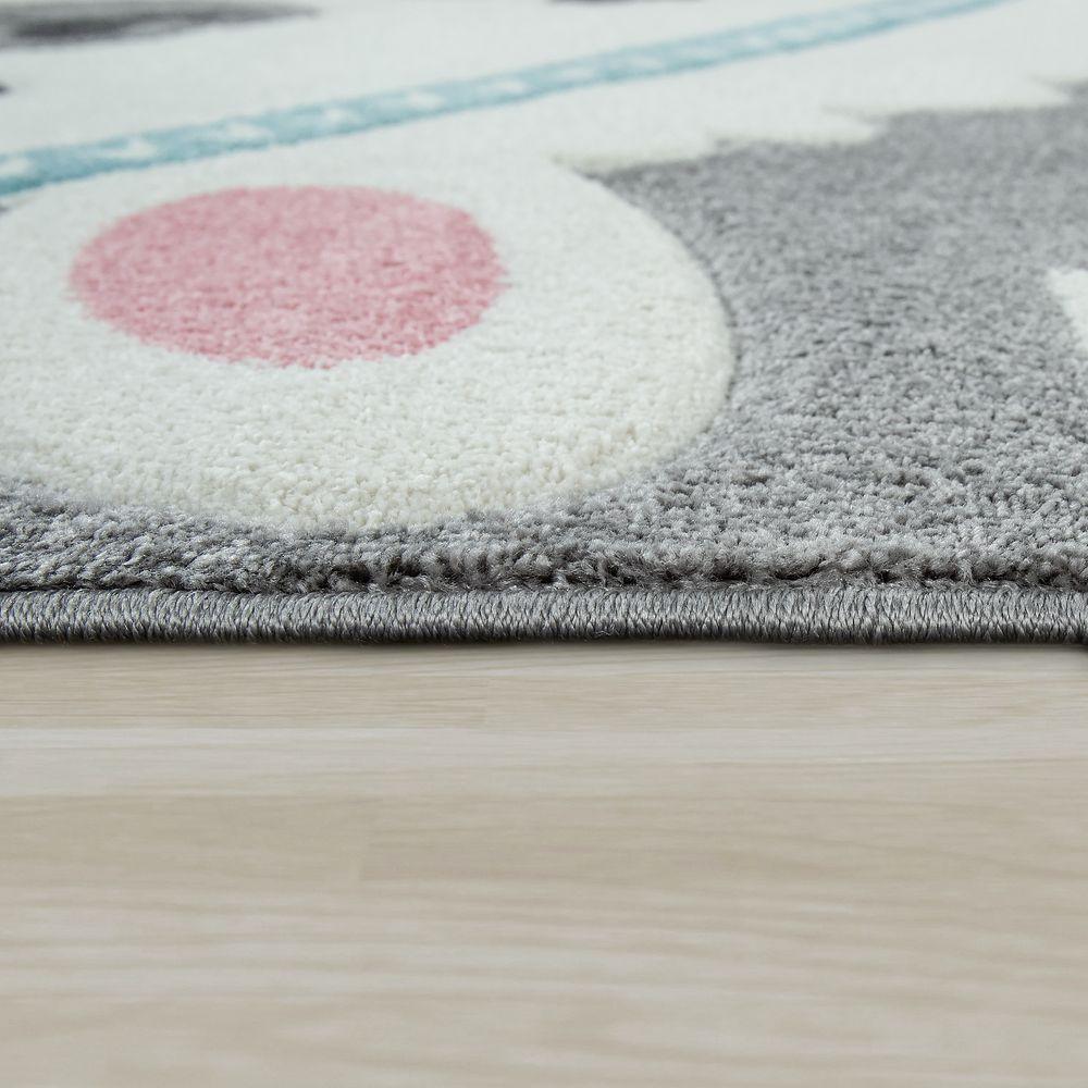 Kids Rug Nursery Cute Alpaca 3D White Grey Pastel - RugYourHome