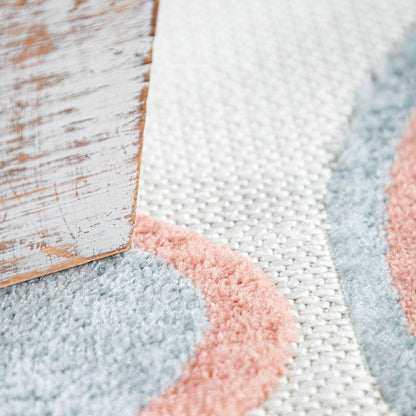 Kids Rug Tweet Colorful Playmat with Butterflies & Flowers in Beige - RugYourHome