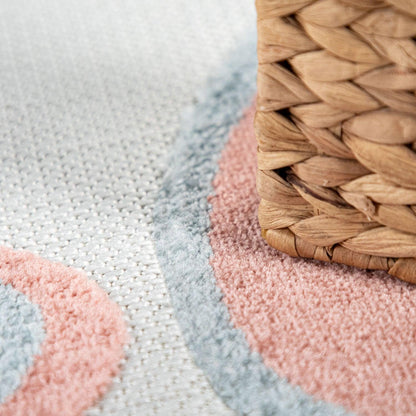 Kids Rug Tweet Colorful Playmat with Butterflies & Flowers in Beige - RugYourHome
