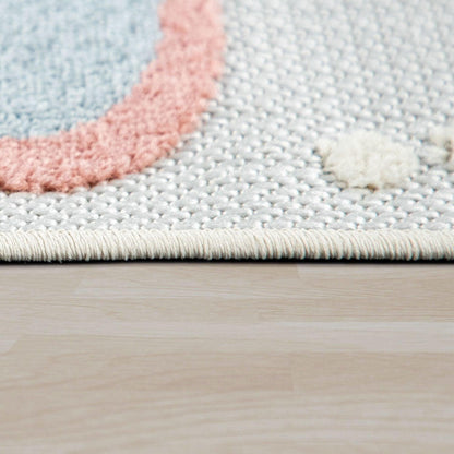 Kids Rug Tweet Colorful Playmat with Butterflies & Flowers in Beige - RugYourHome