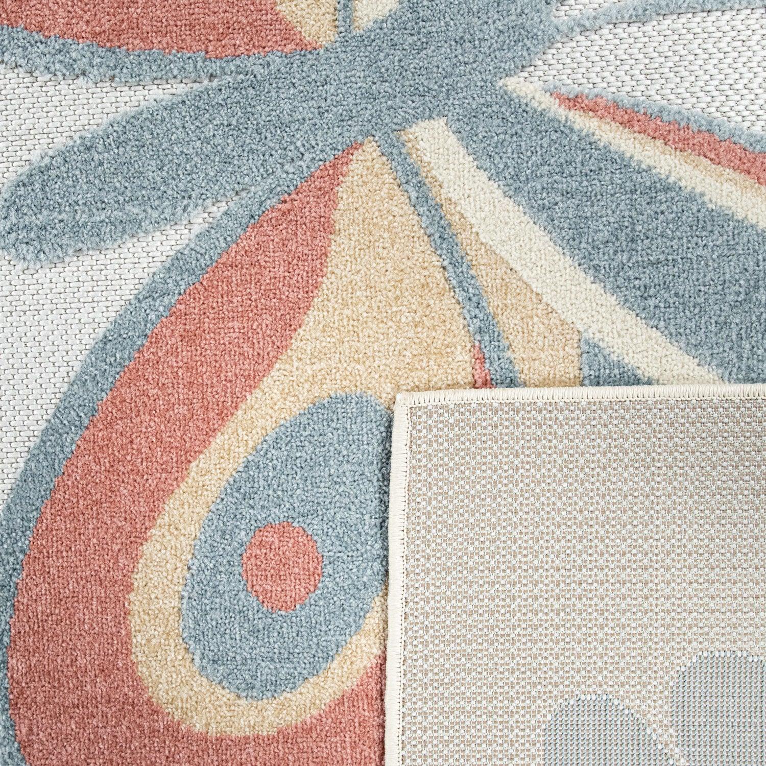 Kids Rug Tweet Colorful Playmat with Butterflies & Flowers in Beige - RugYourHome