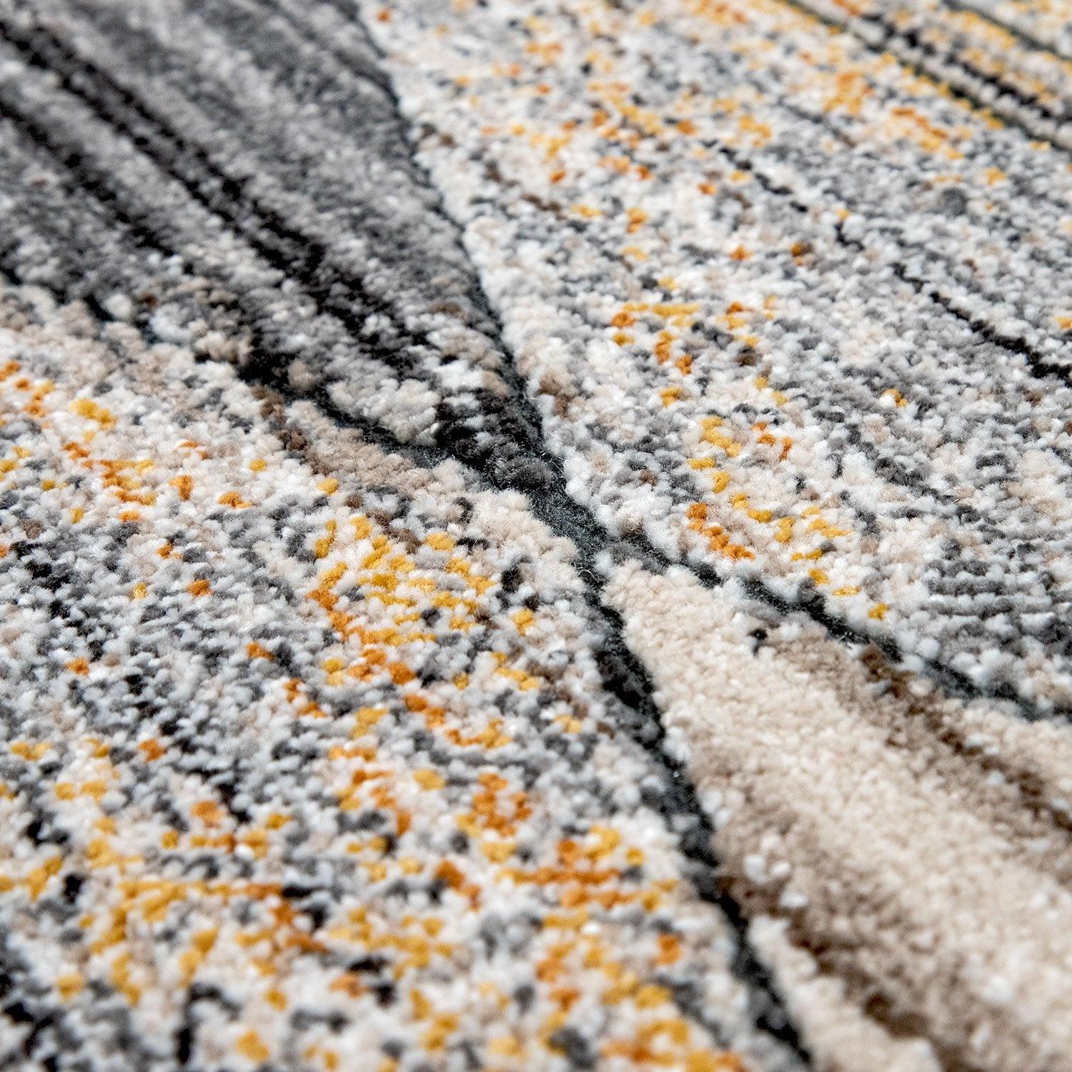 Modern Area Rug Abstract Design 3D Effect in Grey Yellow - RugYourHome