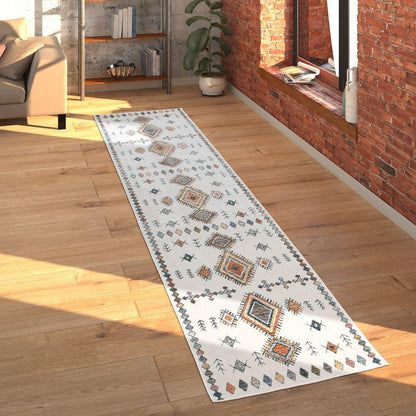 Modern Area Rug Boho Design with colorful Pattern in Cream - RugYourHome
