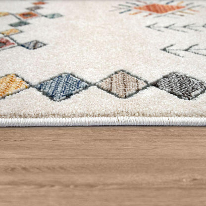 Modern Area Rug Boho Design with colorful Pattern in Cream - RugYourHome