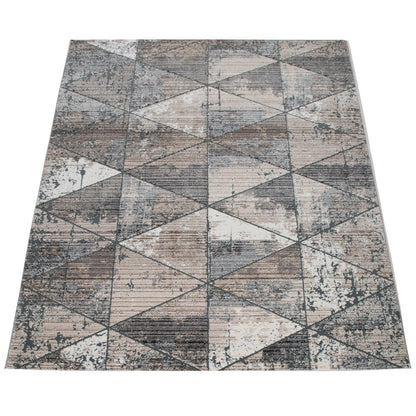 Modern Area Rug Geometric Design 3D Effect in Grey Beige - RugYourHome