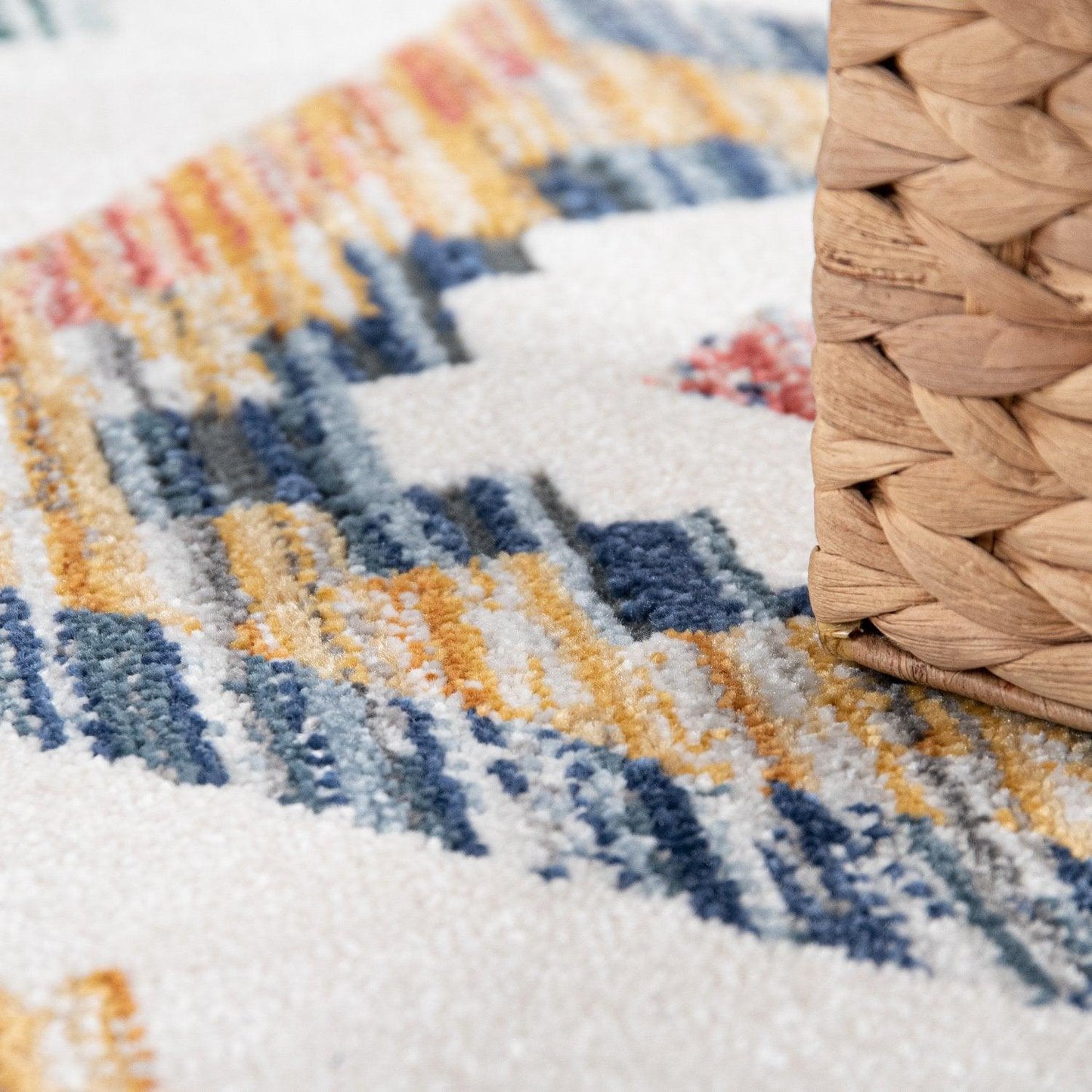 Modern Boho Rug with colorful Diamond Pattern in Cream - RugYourHome