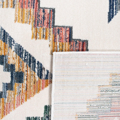 Modern Boho Rug with colorful Diamond Pattern in Cream - RugYourHome