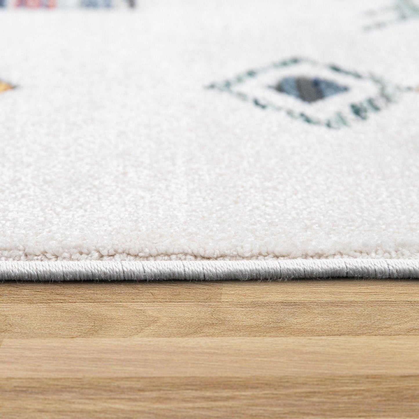 Modern Boho Rug with colorful Diamond Pattern in Cream - RugYourHome