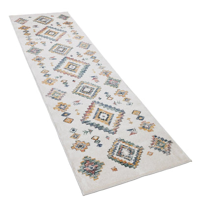Modern Boho Rug with colorful Diamond Pattern in Cream - RugYourHome