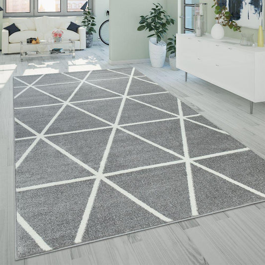 Modern Geometric Rug for Living-Room in Gray - RugYourHome