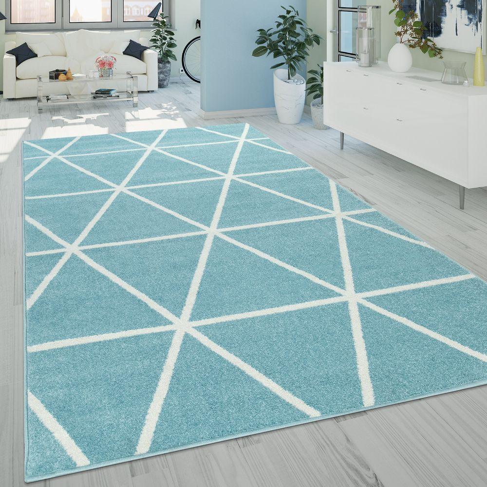 Modern Geometric Rug for Living-Room in Light Blue - RugYourHome