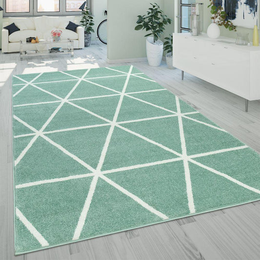 Modern Geometric Rug for Living-Room in Mint Green - RugYourHome