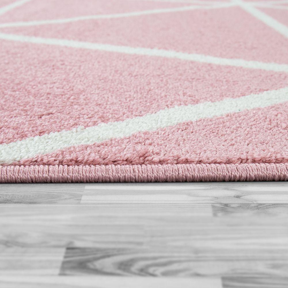 Modern Geometric Rug for Living-Room in Pink White - RugYourHome