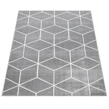 Modern Rug Stella Geometric Design - Grey White - RugYourHome