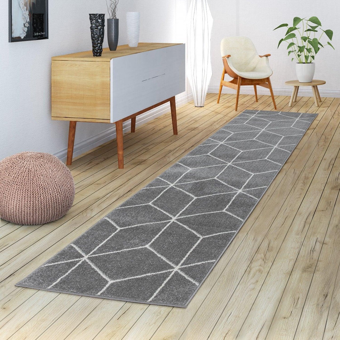 Modern Rug Stella Geometric Design - Grey White - RugYourHome