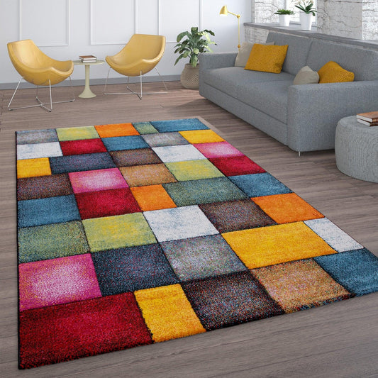 Multi-Color Area Rug for Living Room Check Design Colorful Squares - RugYourHome