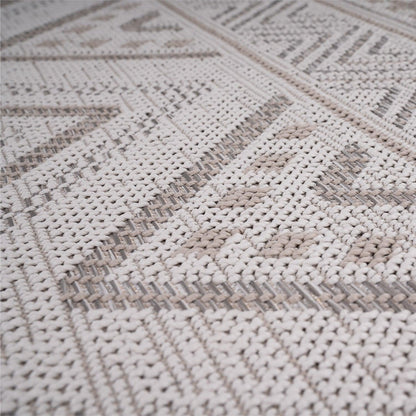 Outdoor Rug for Patio or Balcony Modern flatweave Boho Trellis in Cream Beige - RugYourHome