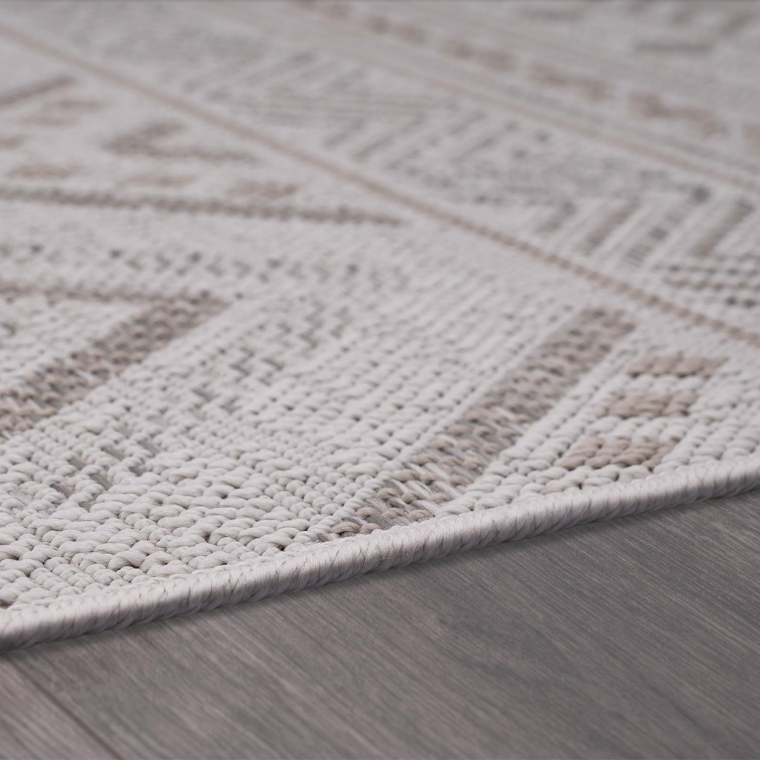 Outdoor Rug for Patio or Balcony Modern flatweave Boho Trellis in Cream Beige - RugYourHome