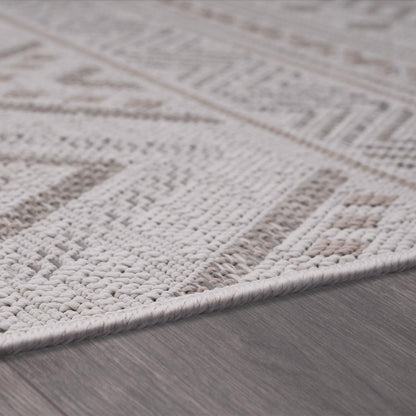 Outdoor Rug for Patio or Balcony Modern flatweave Boho Trellis in Cream Beige - RugYourHome