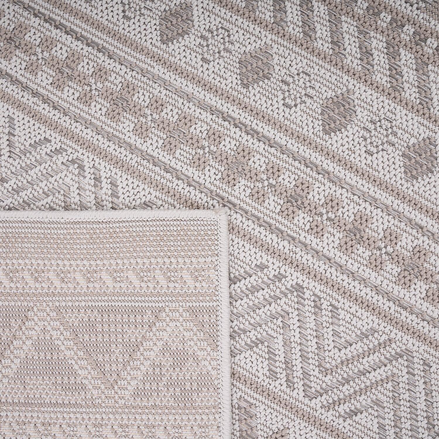 Outdoor Rug for Patio or Balcony Modern flatweave Boho Trellis in Cream Beige - RugYourHome