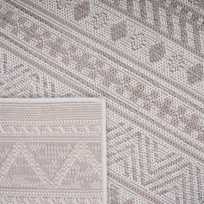 Outdoor Rug for Patio or Balcony Modern flatweave Boho Trellis in Cream Beige - RugYourHome