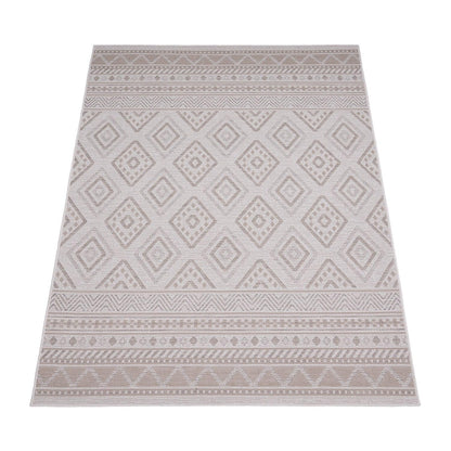Outdoor Rug for Patio or Balcony Modern flatweave Boho Trellis in Cream Beige - RugYourHome