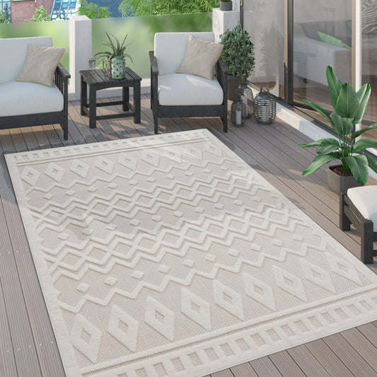 Indoor Outdoor Rug Livorno Geometric Trellis Pattern In Cream