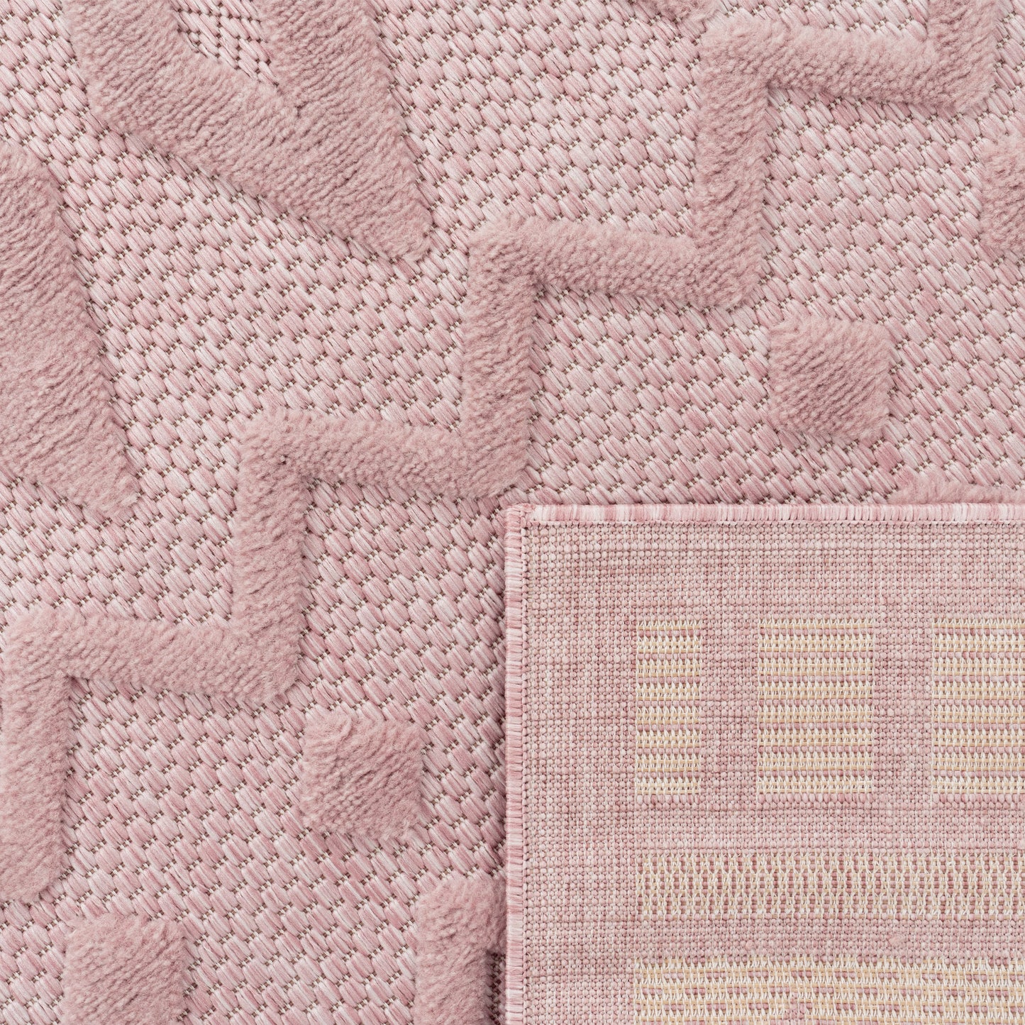 Indoor Outdoor Rug Livorno Geometric Trellis Pattern In Pink