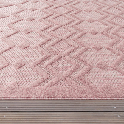 Indoor Outdoor Rug Livorno Geometric Trellis Pattern In Pink