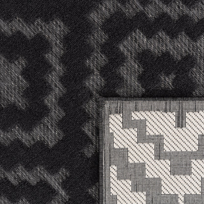 Indoor Outdoor Rug Livorno Trellis High-Low Pattern In Anthracite