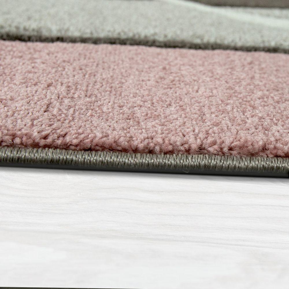 Pink White Area Rug Modern Contour Cut Pastel Colors - RugYourHome