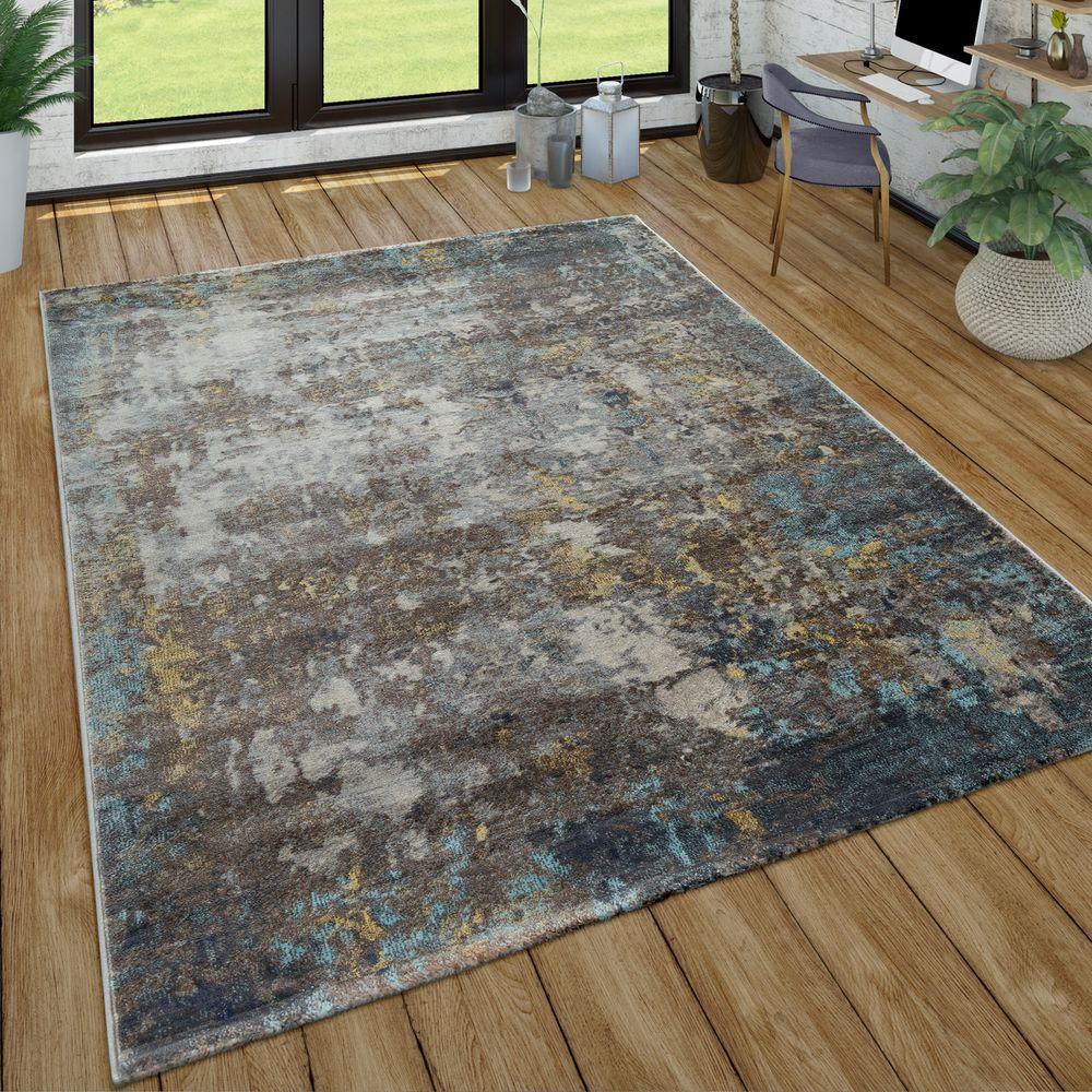 Short-Pile Rug Living Room Oil Painting Used Effect Abstract Modern In Grey - RugYourHome