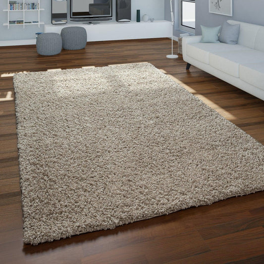 Simple High-Pile Rug Beige Brown Living Room Robust - RugYourHome