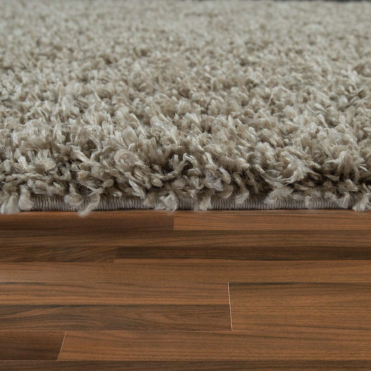 Simple High-Pile Rug Beige Brown Living Room Robust - RugYourHome