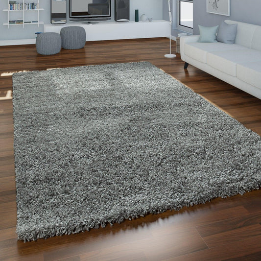 Simple High-Pile Rug Gray Living Room Robust - RugYourHome