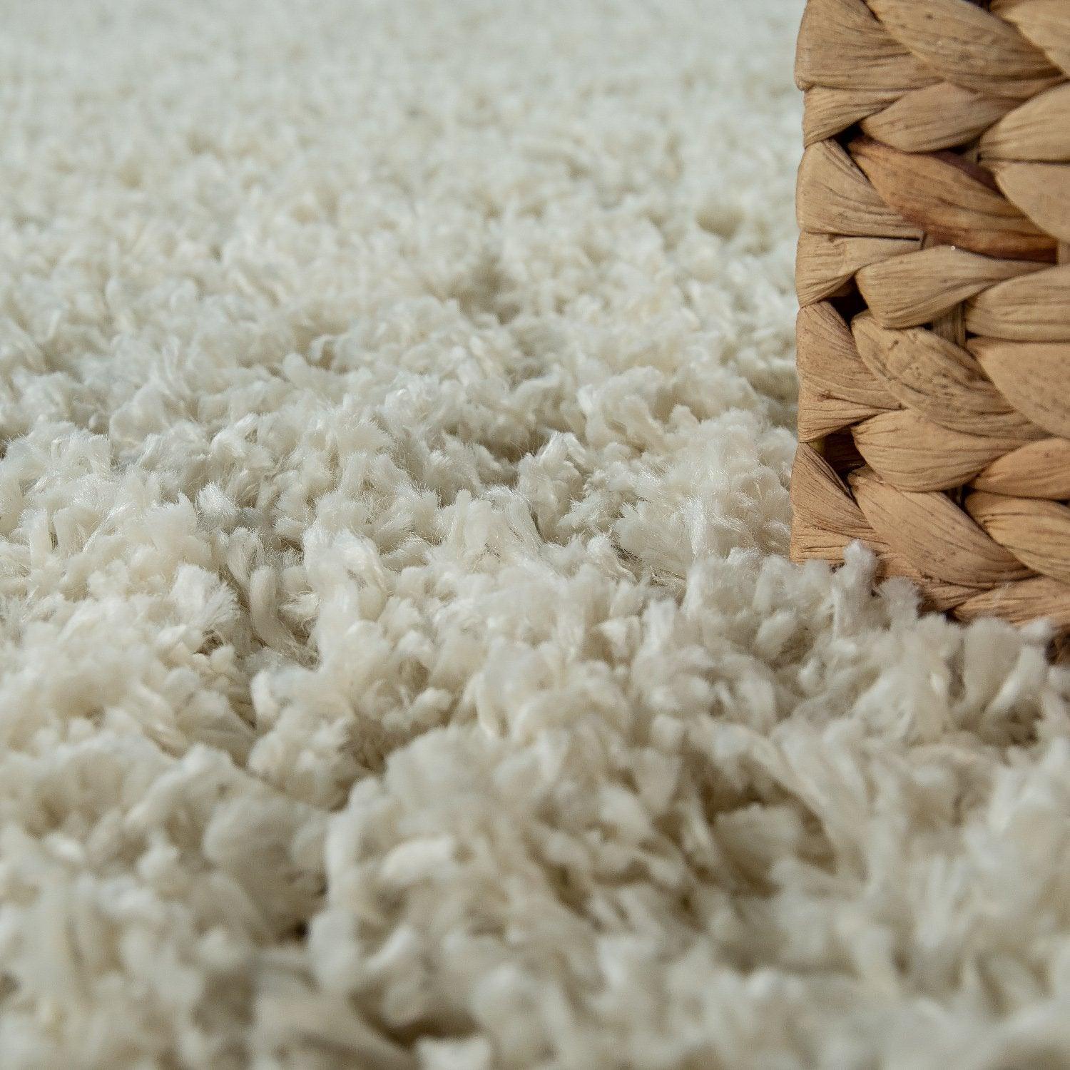 Simple High-Pile Rug White Cream Living Room Robust - RugYourHome