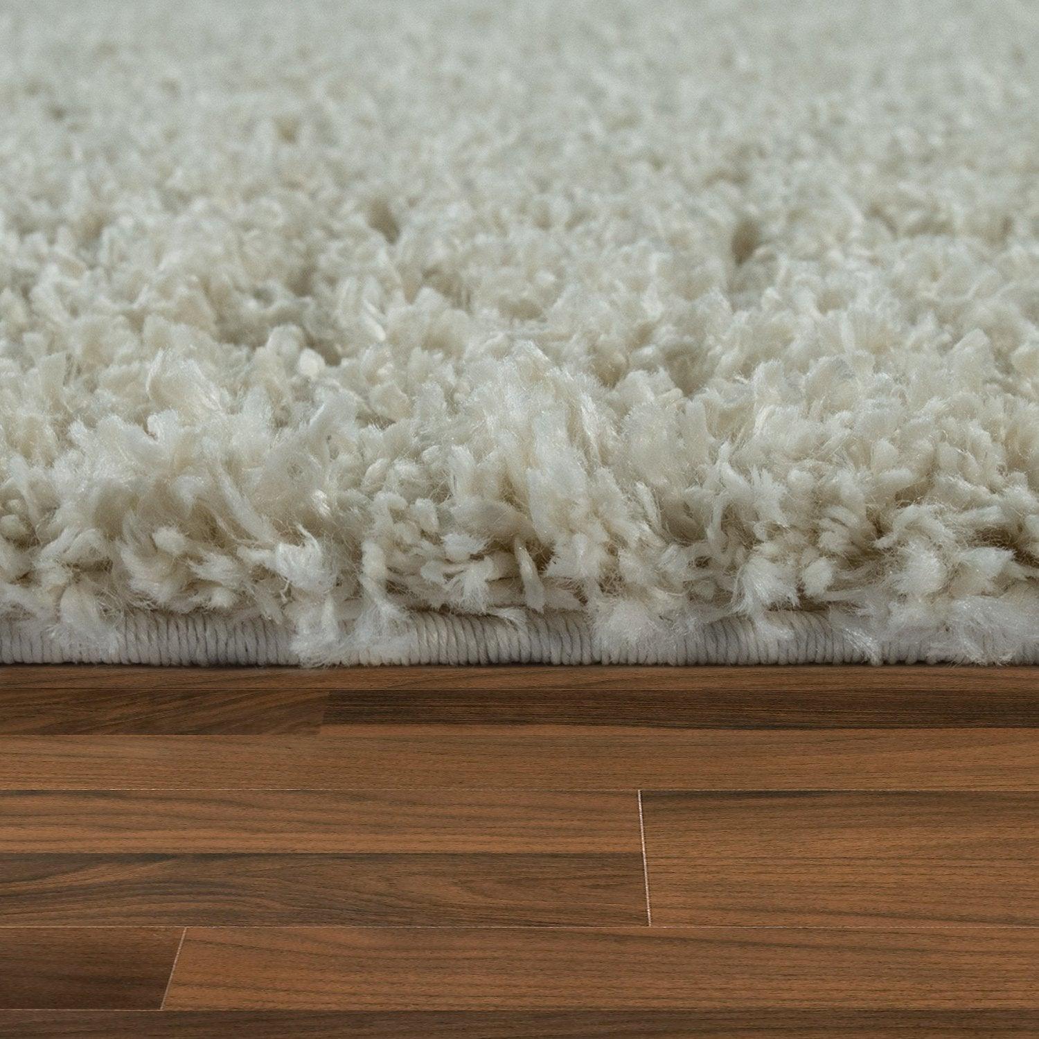 Simple High-Pile Rug White Cream Living Room Robust - RugYourHome