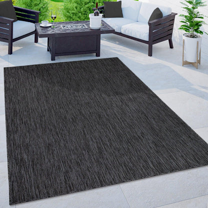 Solid Outdoor Rug for Patio or Balcony weatherproof in Mottled Anthracite - RugYourHome