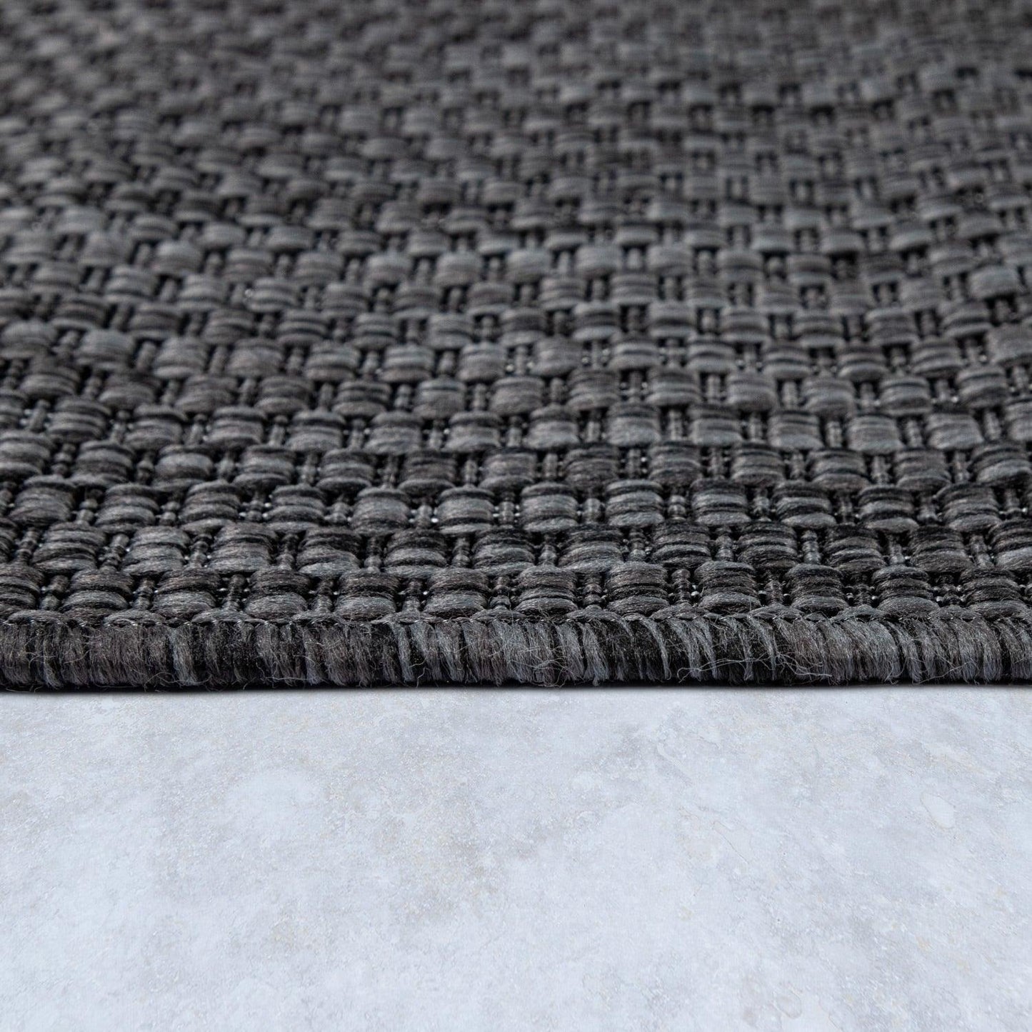 Solid Outdoor Rug for Patio or Balcony weatherproof in Mottled Anthracite - RugYourHome