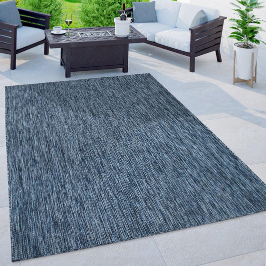 Solid Outdoor Rug for Patio or Balcony weatherproof in Mottled Blue - RugYourHome