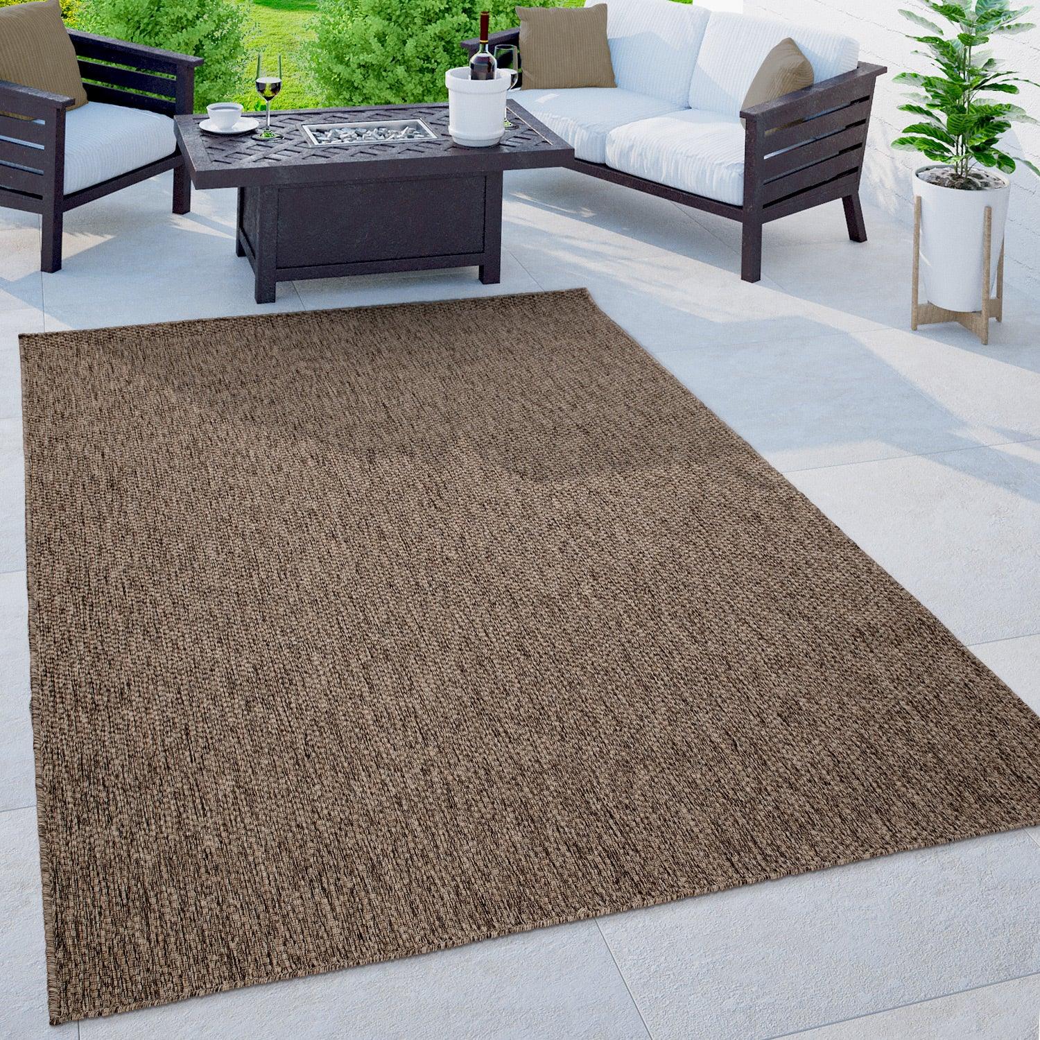 Solid Outdoor Rug for Patio or Balcony weatherproof in Mottled Brown - RugYourHome