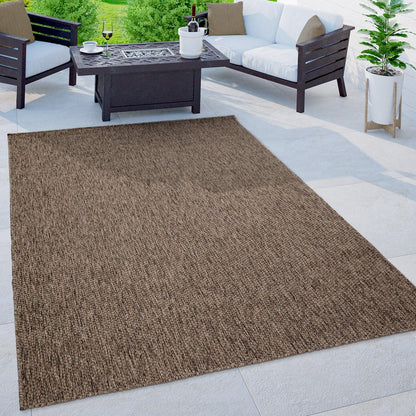 Solid Outdoor Rug for Patio or Balcony weatherproof in Mottled Brown - RugYourHome