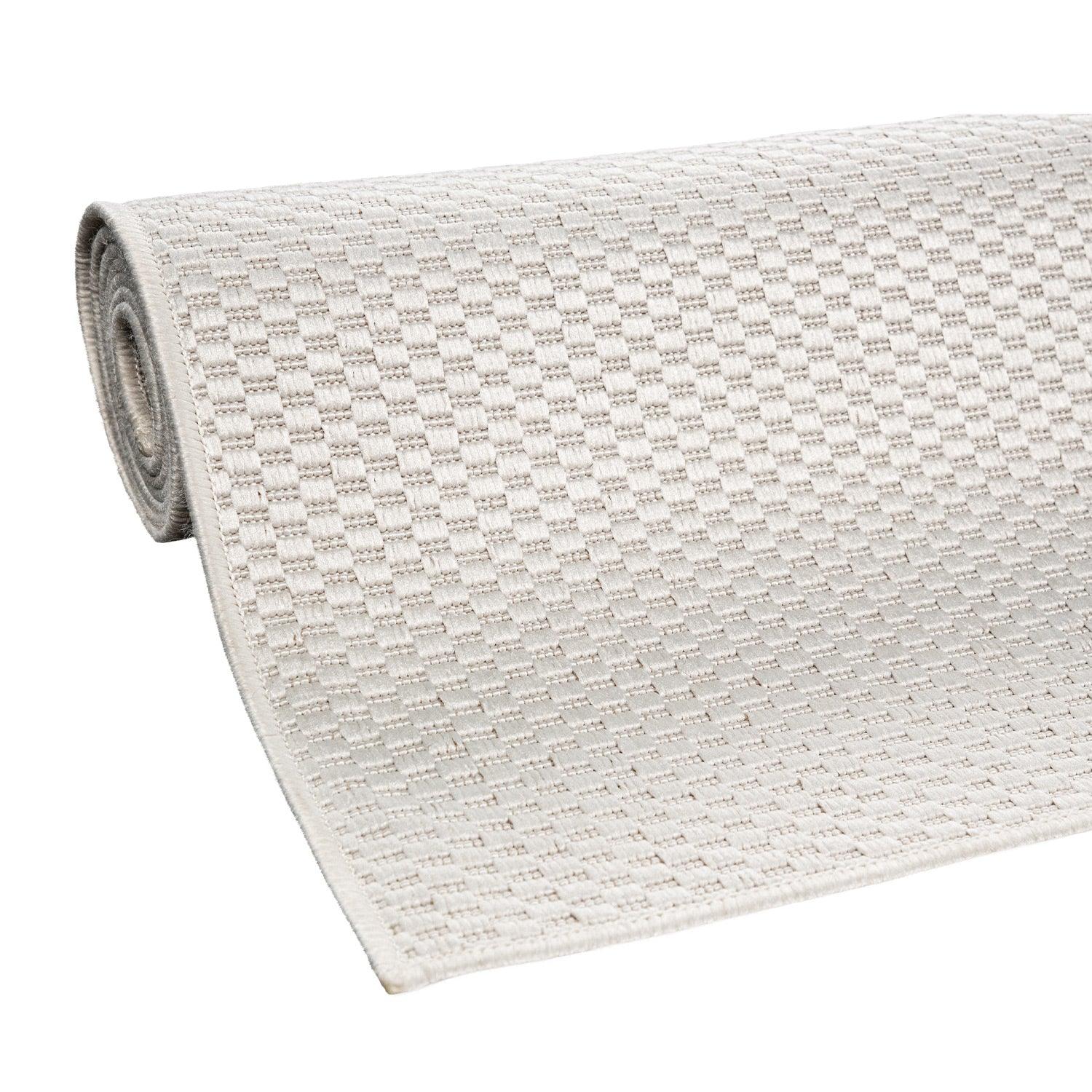 Solid Outdoor Rug for Patio or Balcony weatherproof in Mottled Cream - RugYourHome