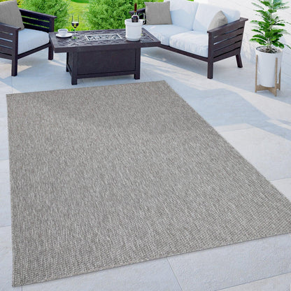 Solid Outdoor Rug for Patio or Balcony weatherproof in Mottled Grey - RugYourHome
