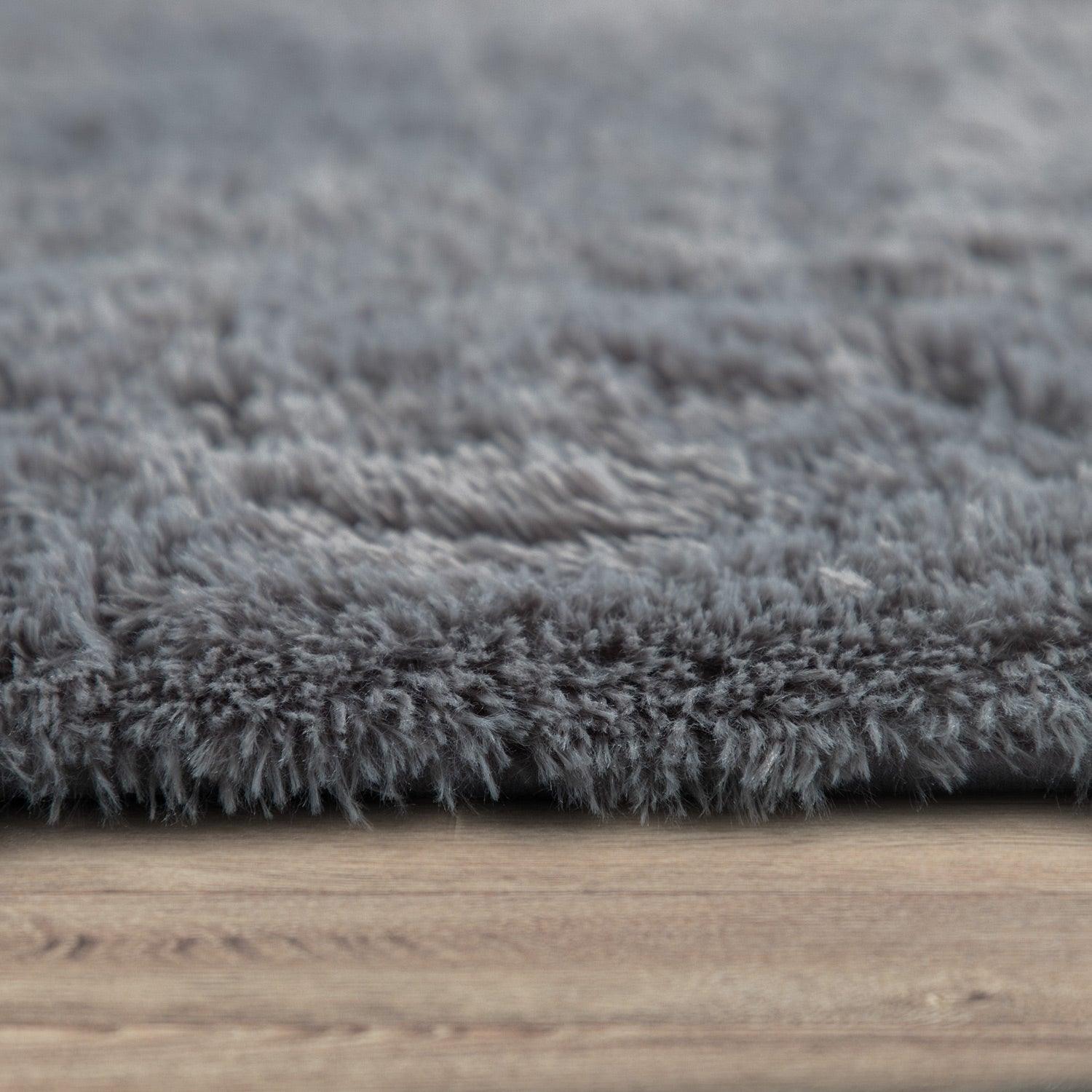 Solid Shag Rug Silky Soft & Fluffy In Grey - RugYourHome