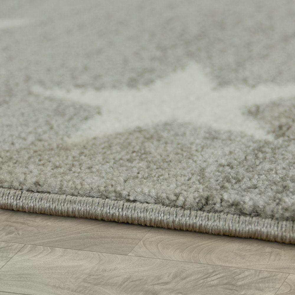 Stars Rug Kids for Nursery In Grey White Pastel Colors - RugYourHome
