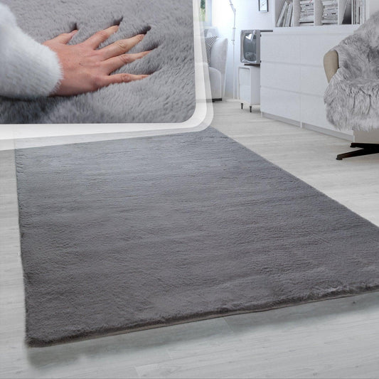 Super Soft Area Rug Fluffy High Pile Cosy Luxurious Touch in Solid Anthracite - RugYourHome