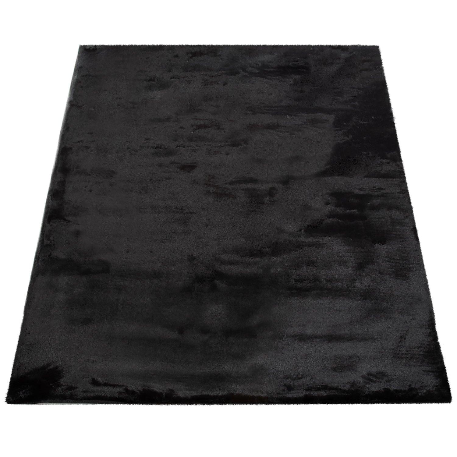 Paco Home Solid High Pile Area Rug Cosy Luxurious Touch Super Soft 6'7 x  9'6 - Black